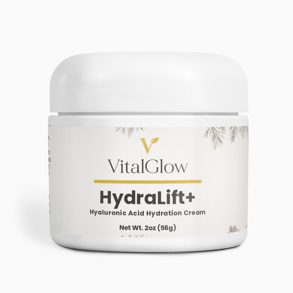 Vital Glow HydraLift+ cream jar on a white background