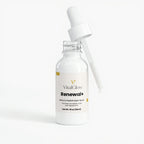 Vital Glow Renewal+ serum bottle with dropper on a white background